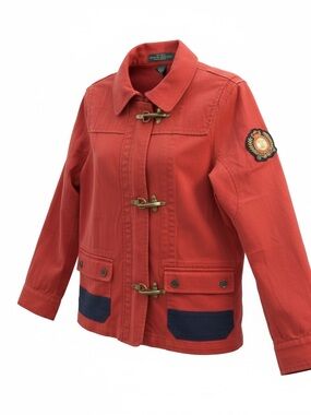 Ralph Lauren Vintage LRL Lauren Jean Co Red Toggle Fireman Jacket Size L